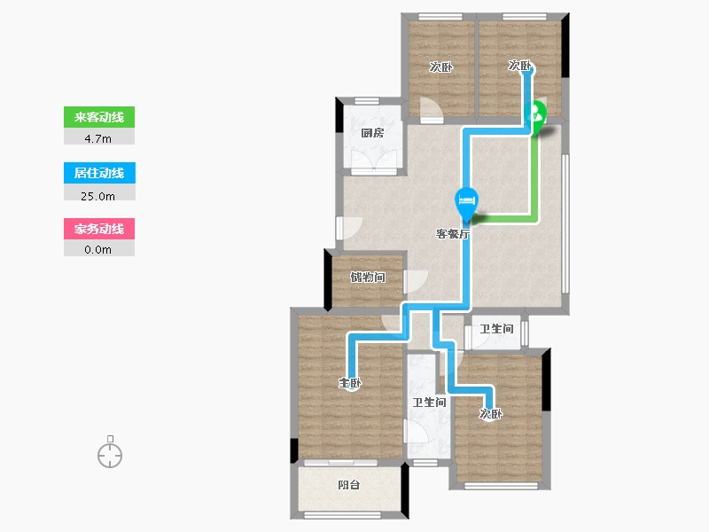 重庆-重庆市-万科坤和湛蓝云镜-104.04-户型库-动静线