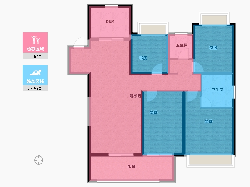 云南省-昆明市-安宁吾悦广场-113.96-户型库-动静分区