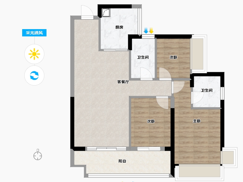 广东省-深圳市-深业山水东城-77.45-户型库-采光通风