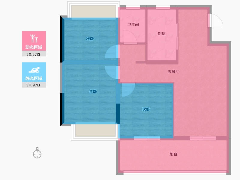 云南省-昆明市-万辉星城-72.77-户型库-动静分区