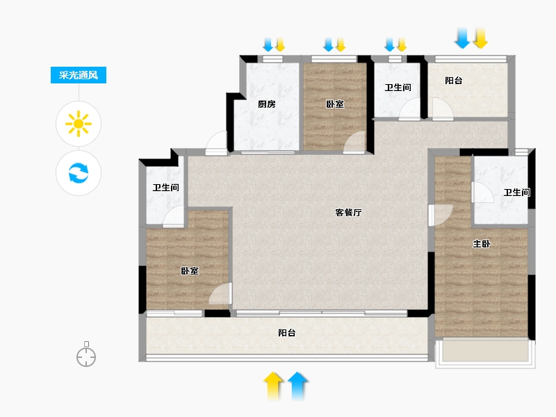 河南省-郑州市-新城时光印象-114.40-户型库-采光通风