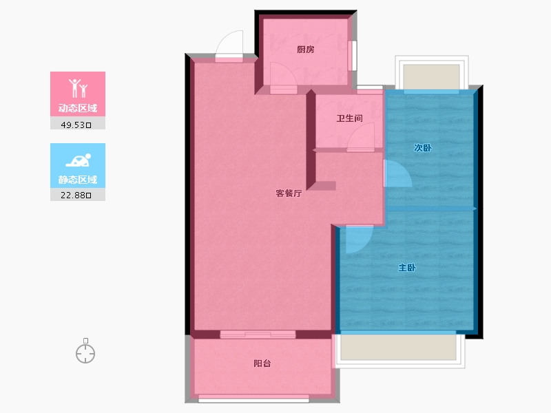 云南省-昆明市-绿地东海岸滇峰-64.67-户型库-动静分区