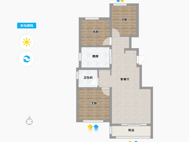 河南省-郑州市-融创空港宸院-84.00-户型库-采光通风