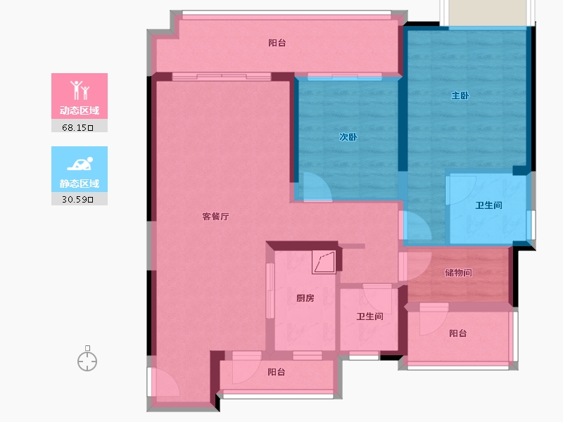 湖南省-衡阳市-东投状元府-105.76-户型库-动静分区