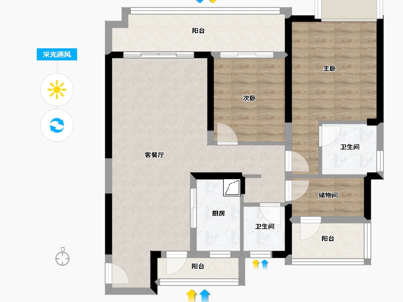 湖南省-衡阳市-东投状元府-105.76-户型库-采光通风