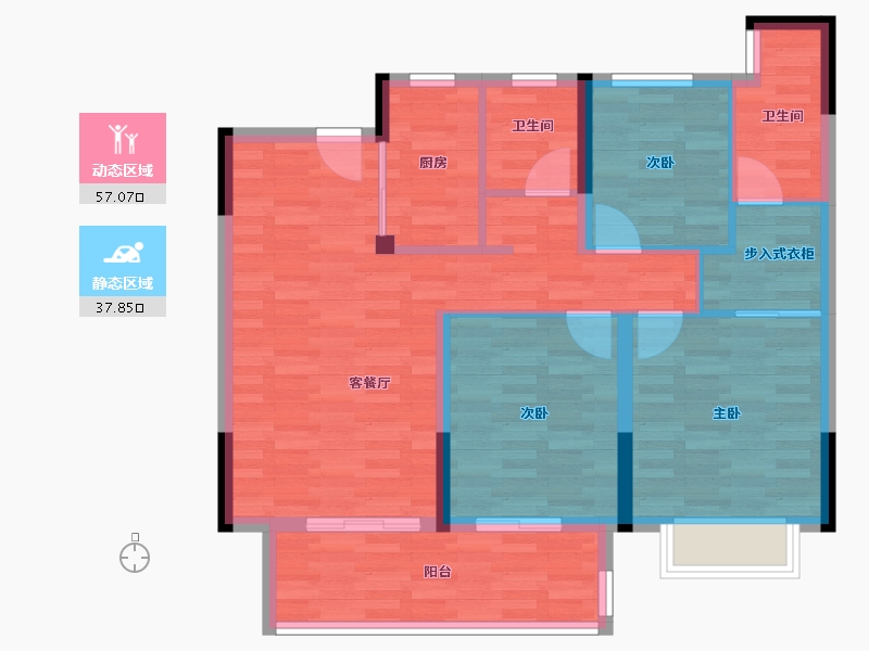 江苏省-盐城市-德惠   悦珑府-85.05-户型库-动静分区