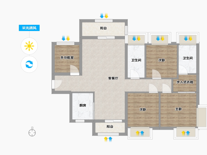 广东省-佛山市-颐安灏景湾-135.00-户型库-采光通风