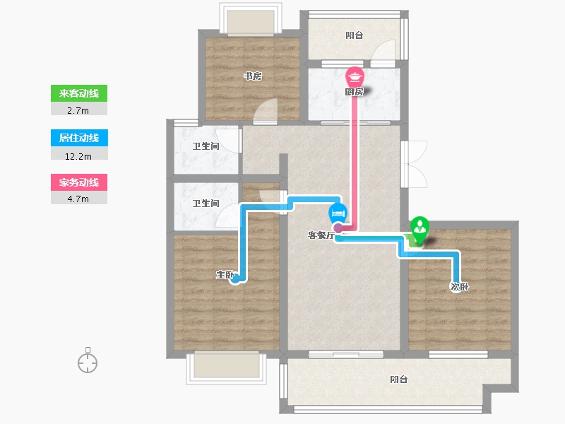 江苏省-泰州市-新城樾府-90.00-户型库-动静线