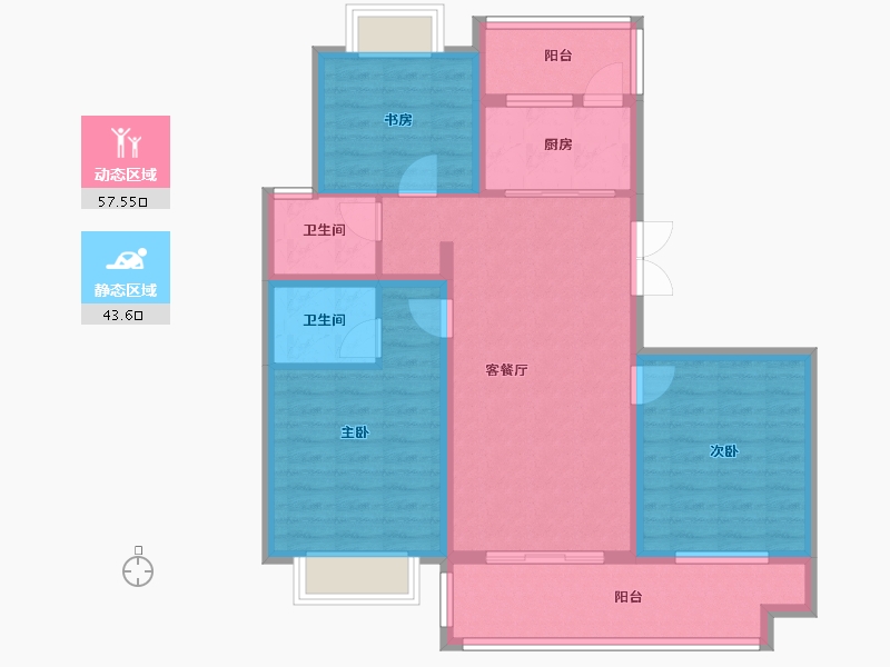 江苏省-泰州市-新城樾府-90.00-户型库-动静分区