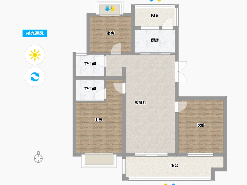 江苏省-泰州市-新城樾府-90.00-户型库-采光通风