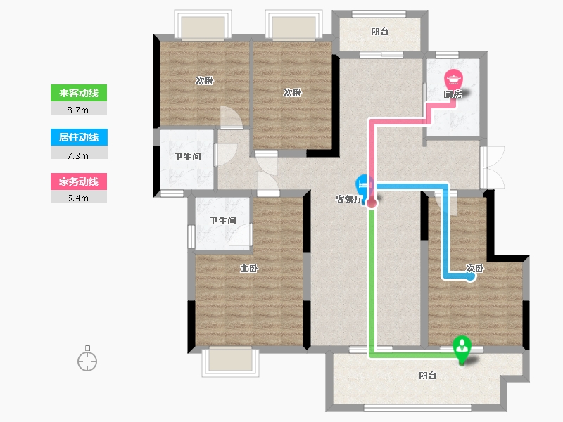 湖北省-荆州市-楚天都市·润园-120.00-户型库-动静线