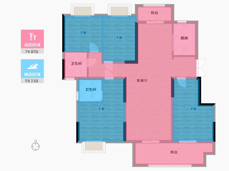 湖北省-荆州市-楚天都市·润园-120.00-户型库-动静分区