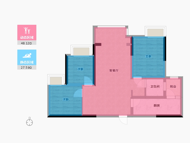 重庆-重庆市-重庆融创文旅城·御逸-71.00-户型库-动静分区