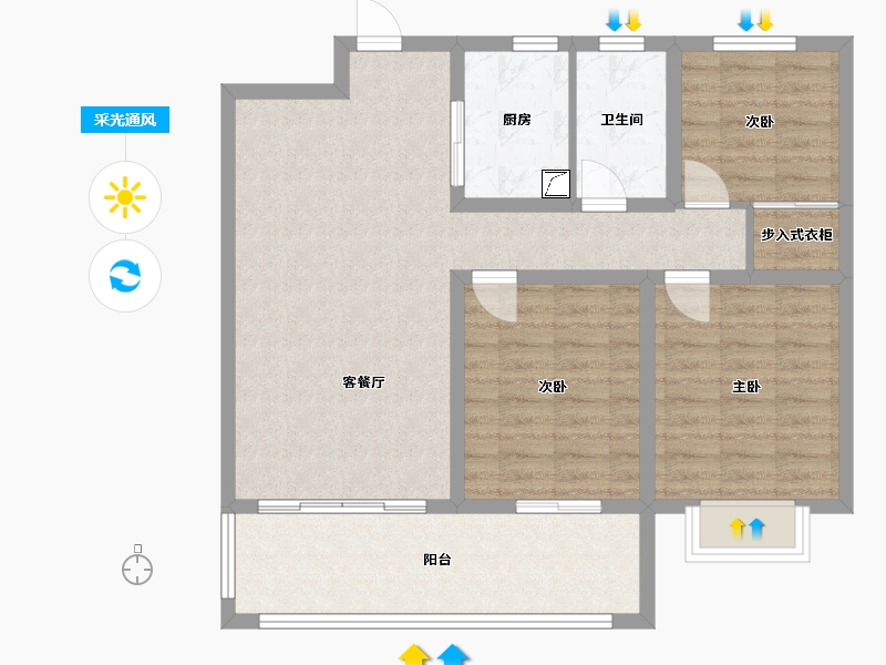 山东省-潍坊市-巨能嘉苑-89.00-户型库-采光通风