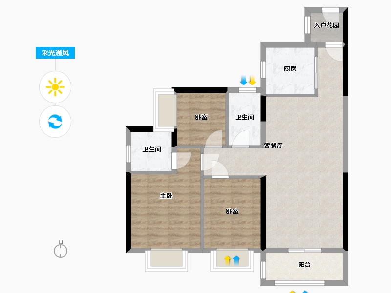 广东省-江门市-翡翠湾-80.50-户型库-采光通风