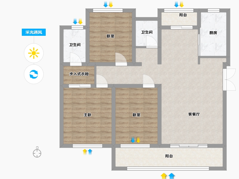 河南省-濮阳市-百合清华园-97.00-户型库-采光通风