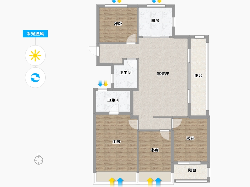 浙江省-杭州市-云翠金澜府-115.10-户型库-采光通风