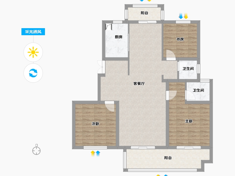 江苏省-泰州市-银丰佳园-104.00-户型库-采光通风