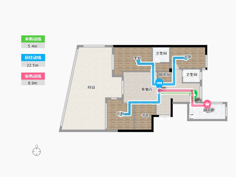 浙江省-温州市-江北花苑-136.00-户型库-动静线