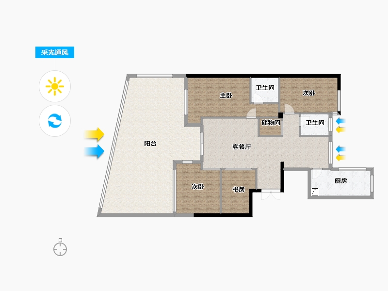 浙江省-温州市-江北花苑-136.00-户型库-采光通风