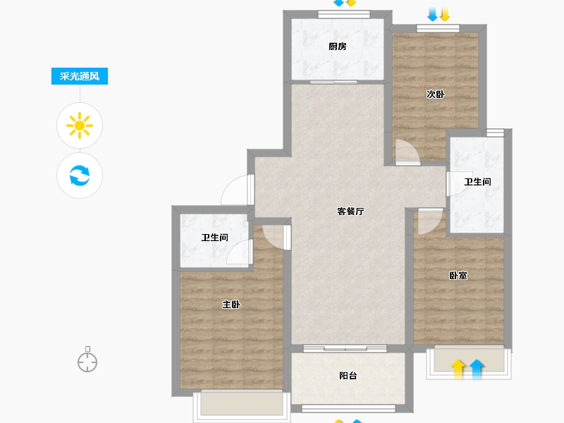 河北省-张家口市-宣府第一城隍宸-89.41-户型库-采光通风