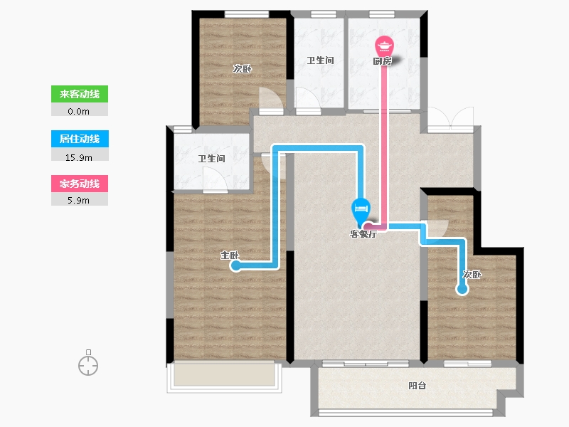 山西省-吕梁市-学府壹號-111.32-户型库-动静线