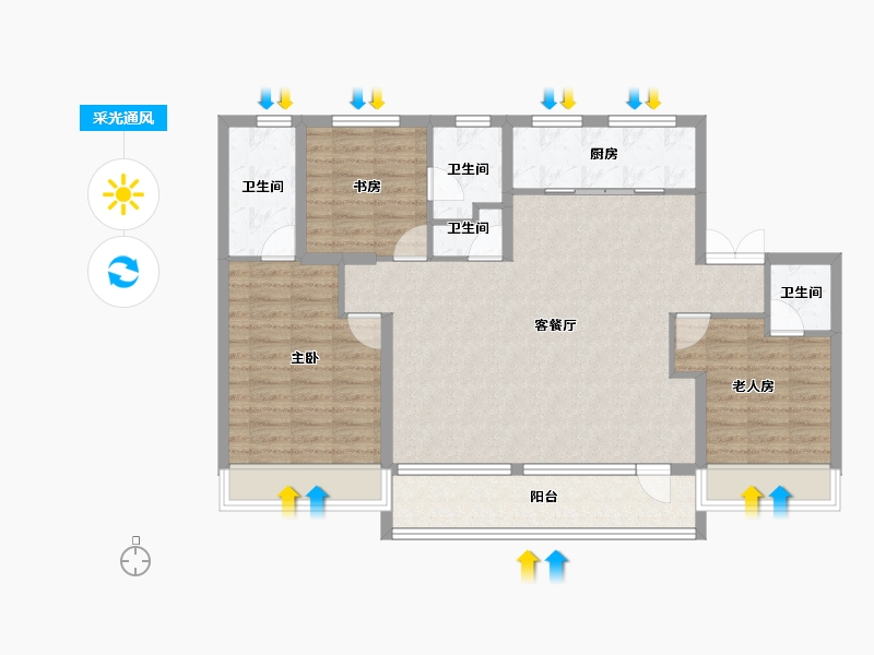 河北省-廊坊市-御东君汇-104.43-户型库-采光通风