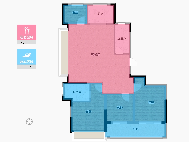 浙江省-杭州市-绿城江上臻园-91.21-户型库-动静分区