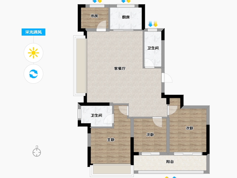 浙江省-杭州市-绿城江上臻园-91.21-户型库-采光通风