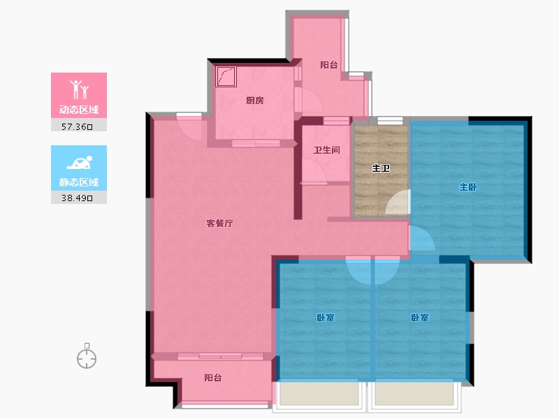 四川省-成都市-天府公园观澜9号-89.95-户型库-动静分区