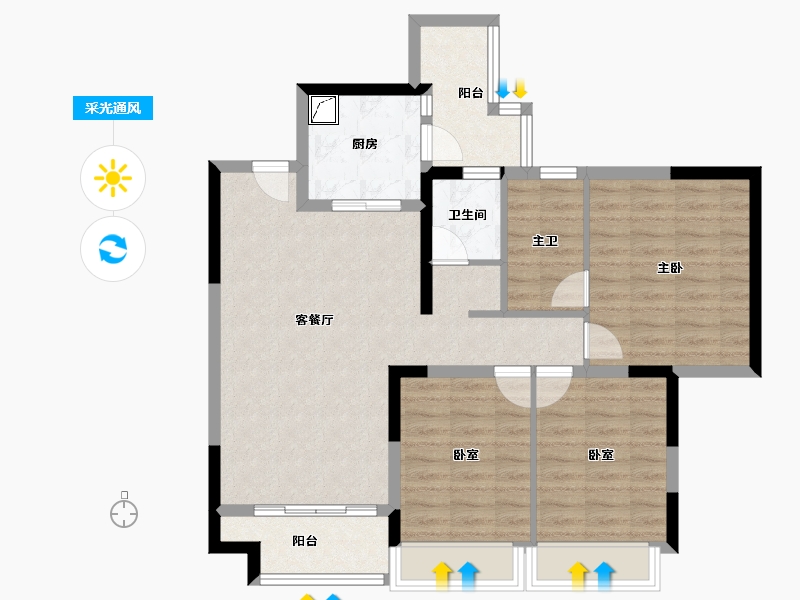 四川省-成都市-天府公园观澜9号-89.95-户型库-采光通风