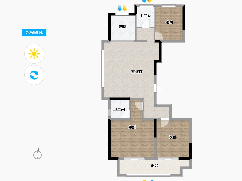 安徽省-宿州市-招商万科山水间-94.01-户型库-采光通风