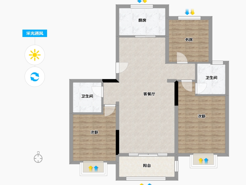 上海-上海市-绿宝锦庭-94.53-户型库-采光通风