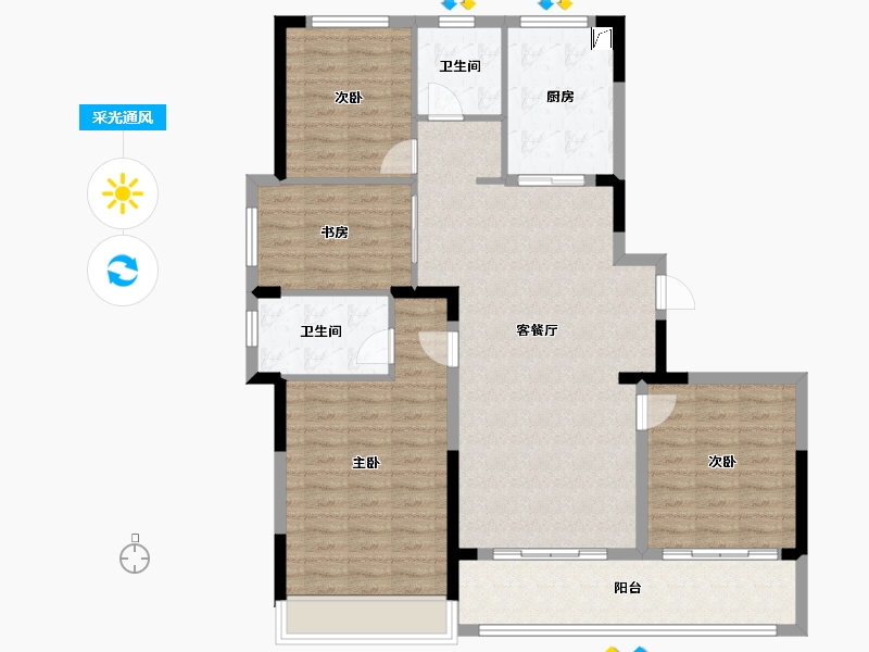 浙江省-杭州市-绿城江上臻园-115.21-户型库-采光通风