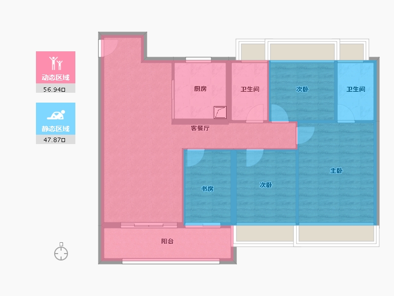 江苏省-南京市-玖华府-94.45-户型库-动静分区