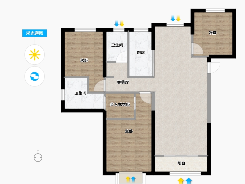 甘肃省-庆阳市-翡翠学府城-92.80-户型库-采光通风