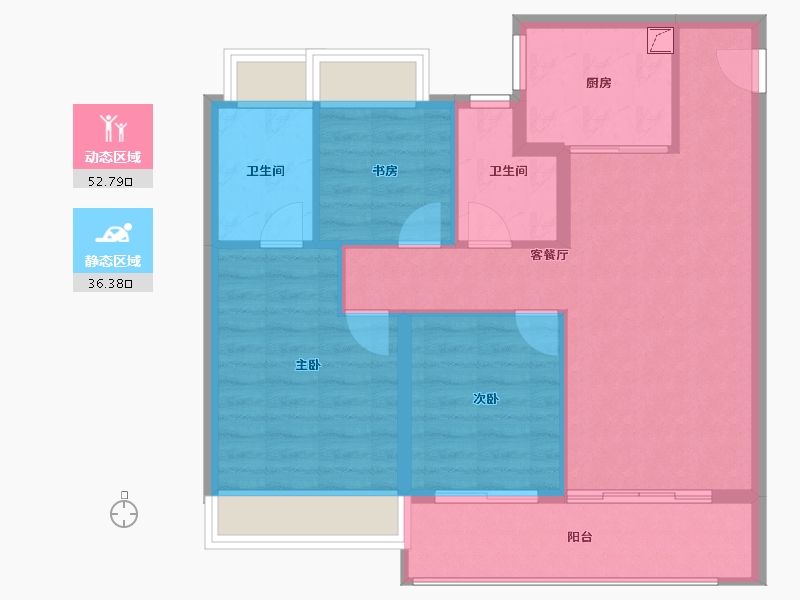 江苏省-南京市-玖华府-80.67-户型库-动静分区