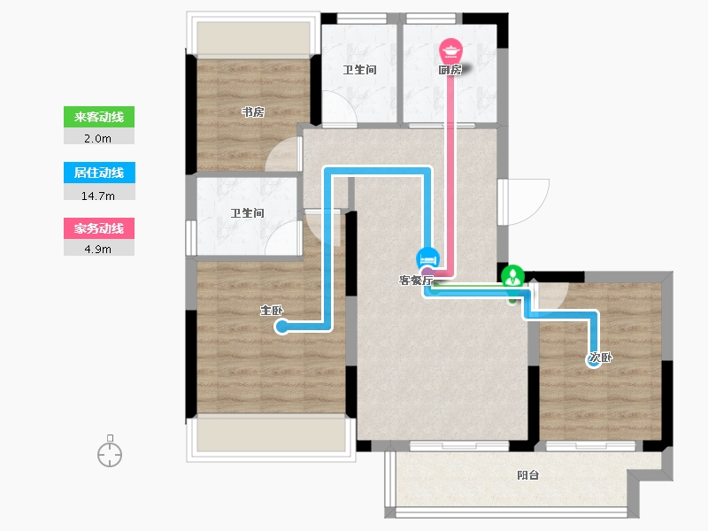 甘肃省-庆阳市-正宁御景豪庭-76.77-户型库-动静线