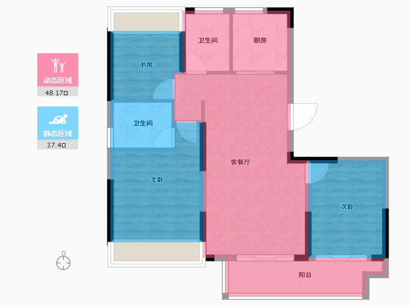 甘肃省-庆阳市-正宁御景豪庭-76.77-户型库-动静分区