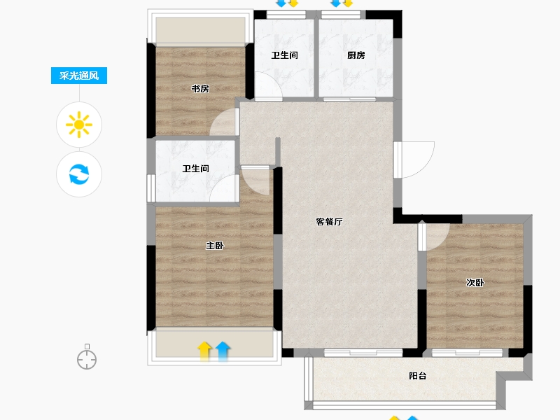 甘肃省-庆阳市-正宁御景豪庭-76.77-户型库-采光通风