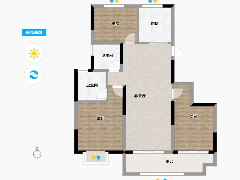 安徽省-宿州市-招商万科山水间-92.58-户型库-采光通风