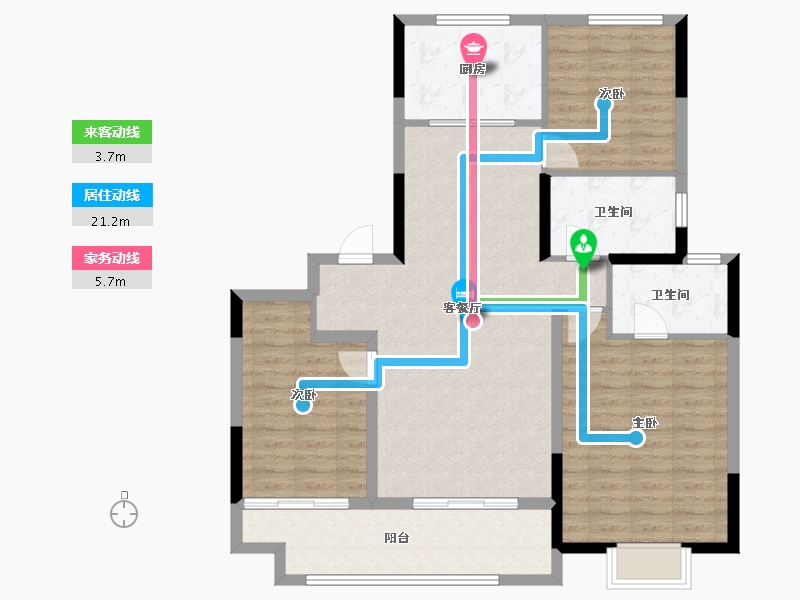 安徽省-宿州市-招商万科山水间-106.18-户型库-动静线