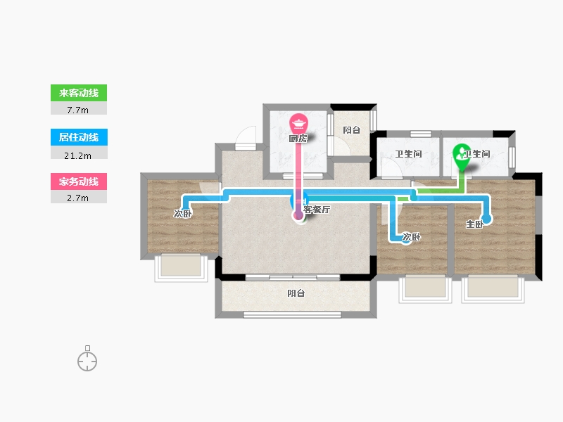 重庆-重庆市-葛宁和光雲境-73.24-户型库-动静线