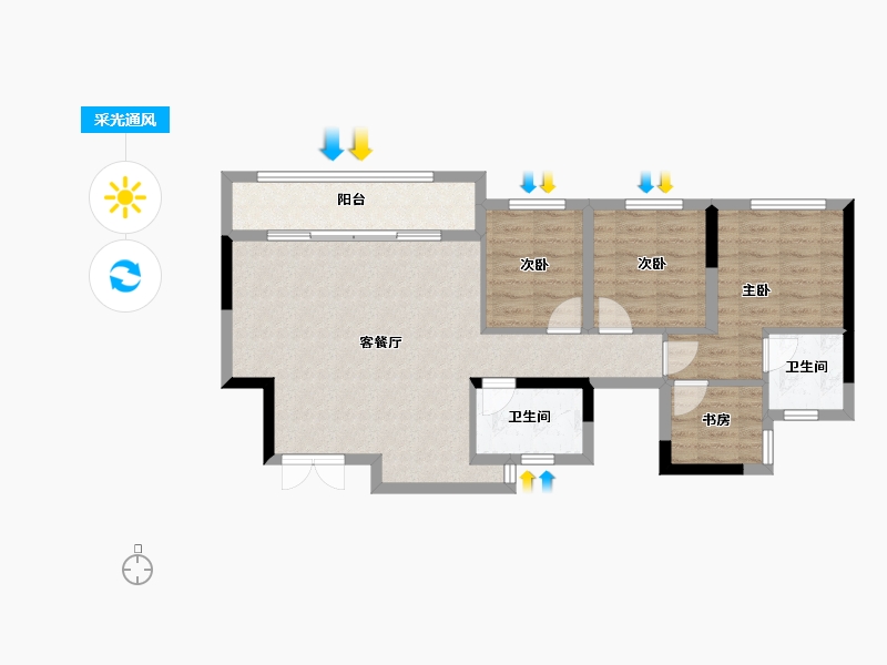 重庆-重庆市-海成云沐-76.01-户型库-采光通风