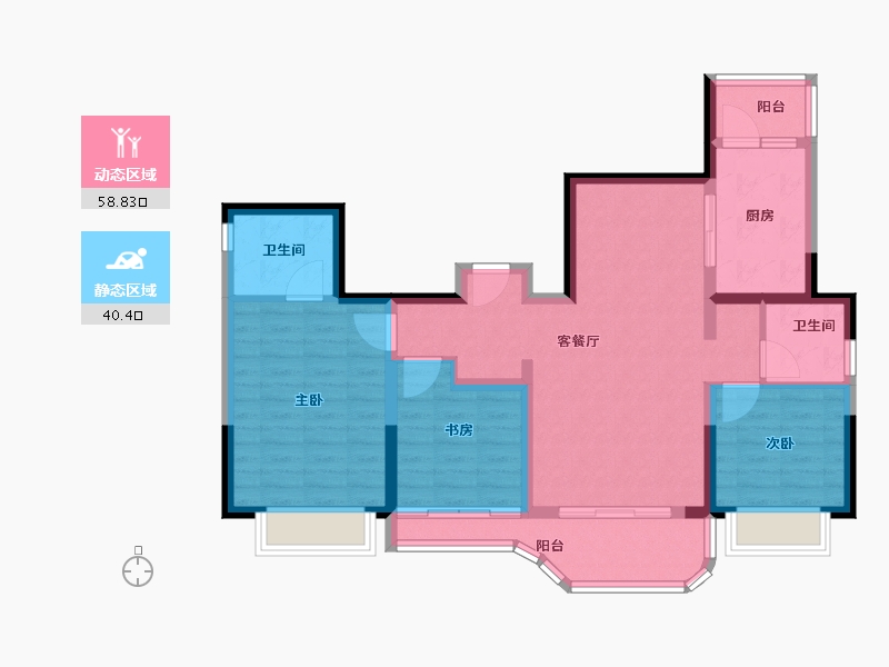 广东省-广州市-广州滨江上都-88.07-户型库-动静分区