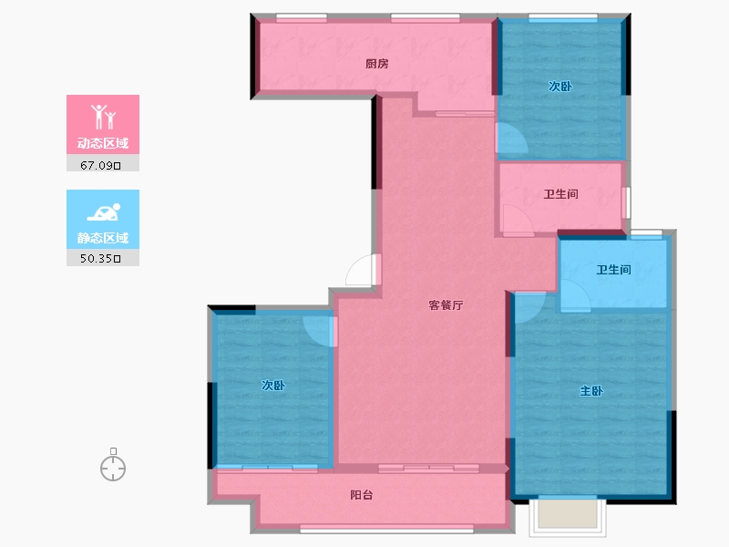 安徽省-宿州市-招商万科山水间-106.19-户型库-动静分区