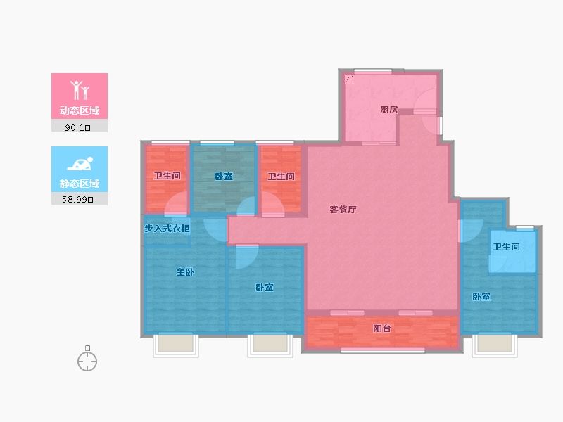 浙江省-绍兴市-江山和悦府-134.40-户型库-动静分区