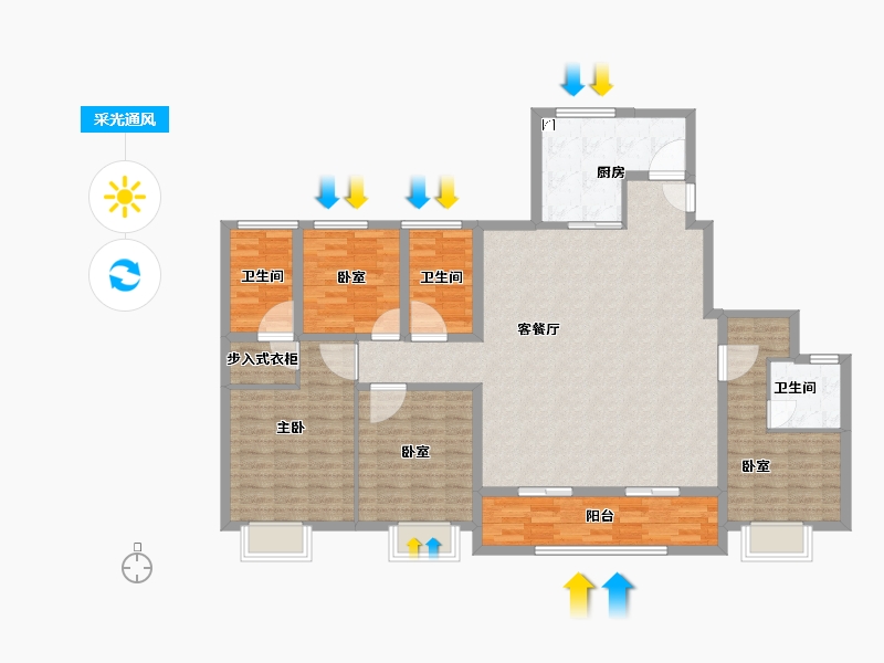 浙江省-绍兴市-江山和悦府-134.40-户型库-采光通风