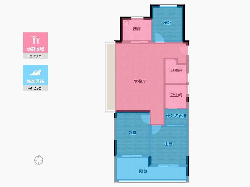 浙江省-杭州市-滨江兴耀湖悦岚湾-78.75-户型库-动静分区