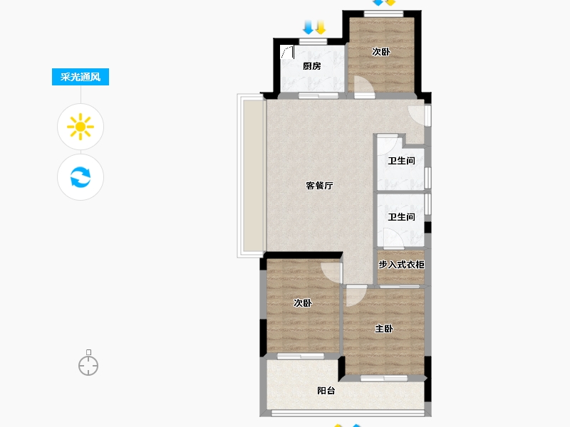 浙江省-杭州市-滨江兴耀湖悦岚湾-78.75-户型库-采光通风